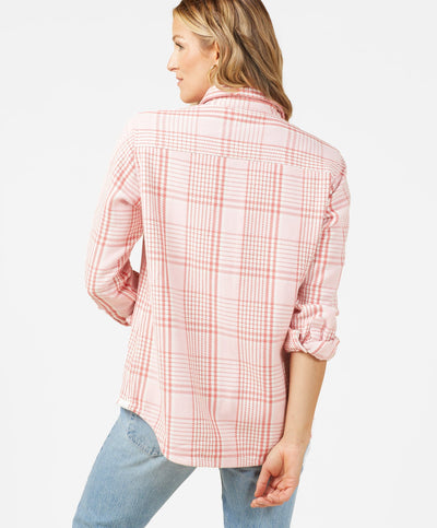 Outerknown - Women's Blanket Shirt - Bright Coral Jones Plaid