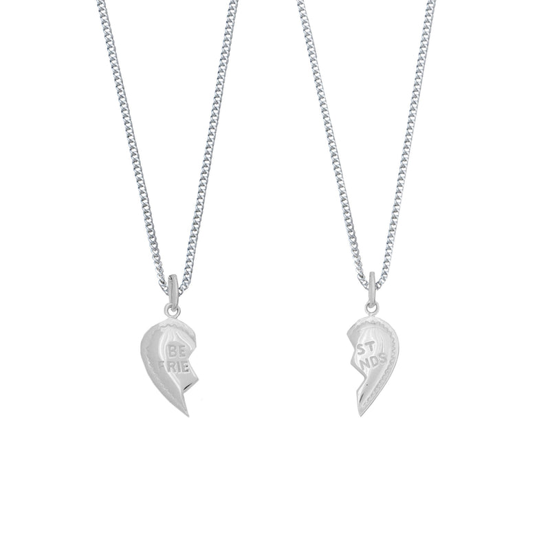 BFF Broken Heart Necklace SET - Silver