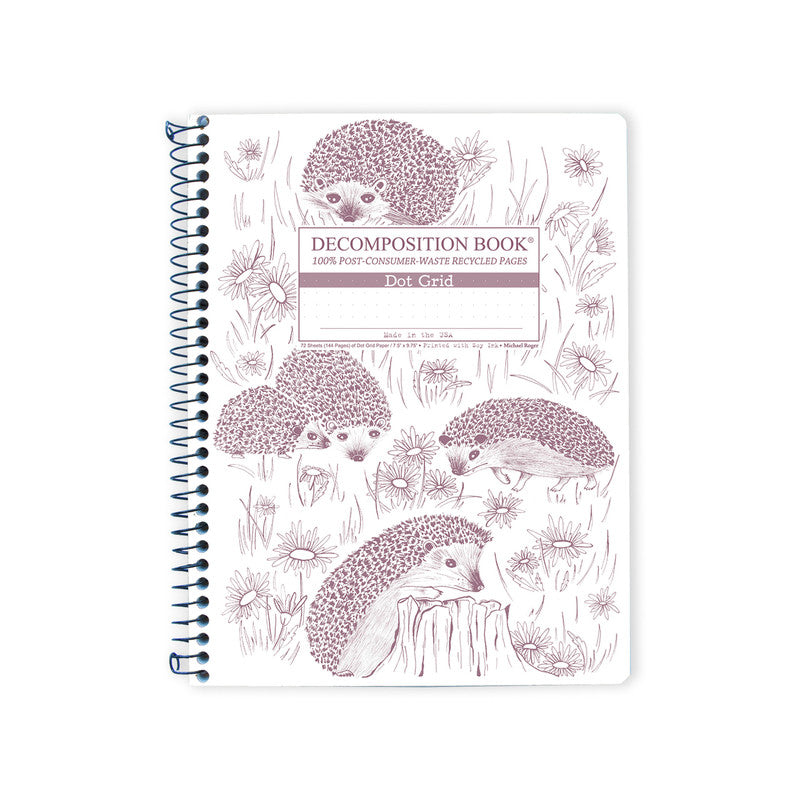 Decomposition - Large Spiral Notebook Dot Grid - Hedgehogs