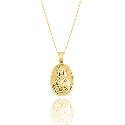 St Dymphna - Patron Saint of Anxiety Necklace - Gold