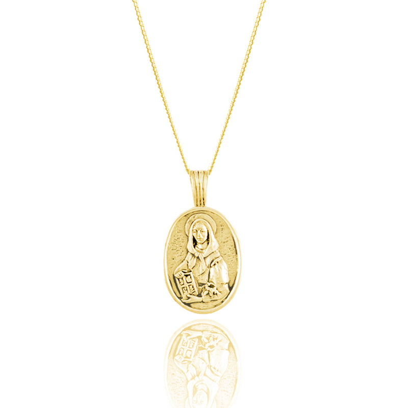 St Dymphna - Patron Saint of Anxiety Necklace - Gold