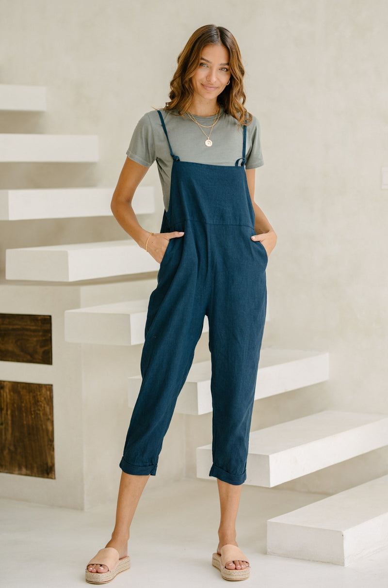 Ollie Overalls - Ocean Blue *Organic Plant Dyed*