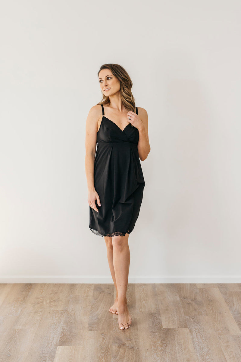 Caitlin Supported Bust Nightie in Vintage Black