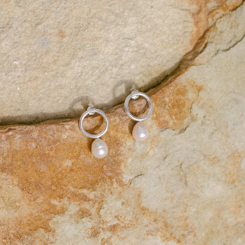 River Pearl Drop Earrings - SILVER
