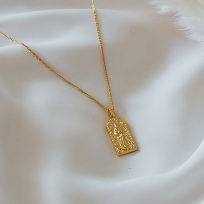 9KT SOLID GOLD St Fiacre - Patron Saint of Gardening Necklace