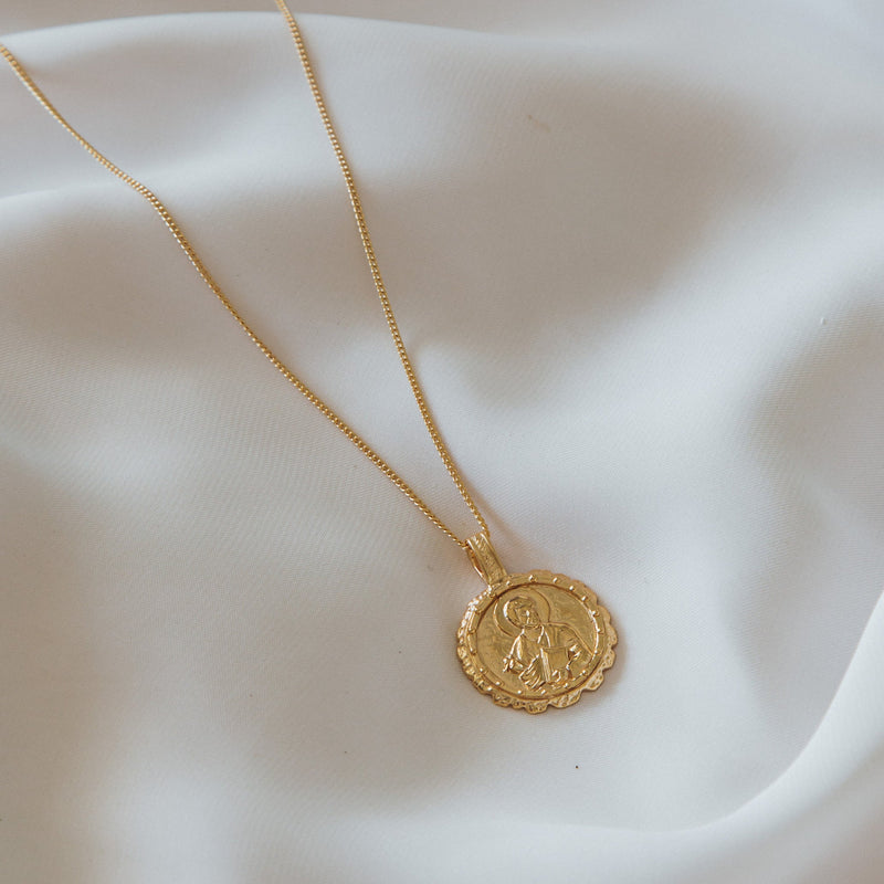 9KT SOLID GOLD St Luke - Patron Saint of Creativity & Artists Necklace - Gold
