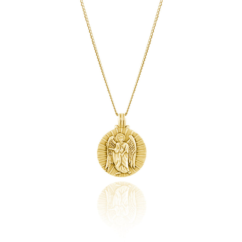 9KT SOLID GOLD St Gabriel - Archangel Saint of Communication Necklace - Gold
