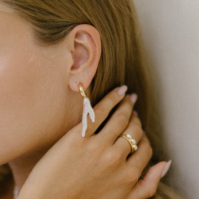 Split Pearl Earrings - SILVER