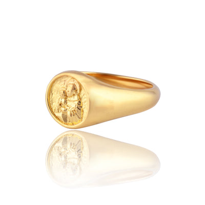 St Anthony Patron Saint of Miracles Signet Ring - Gold