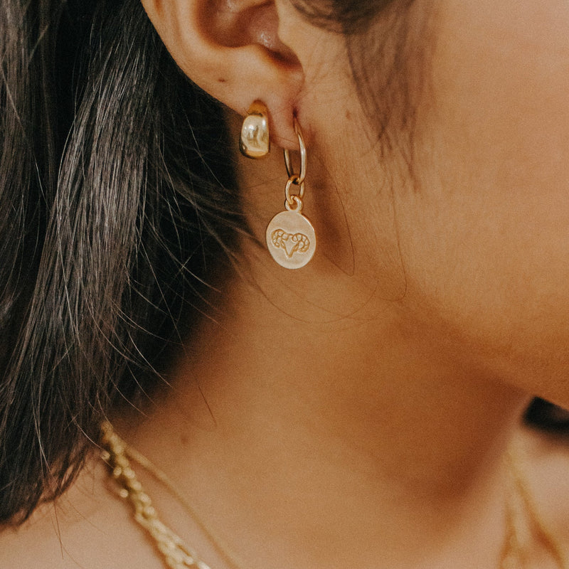 Capricorn Mini Zodiac Earrings - Gold