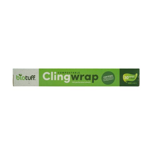 Biotuff Compostable Cling Wrap 100 x 30cm Sheets 30m