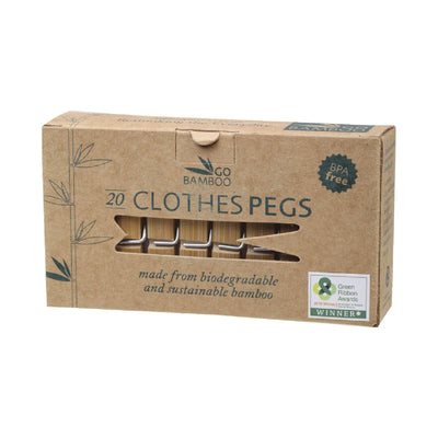 Go Bamboo Clothes Pegs Biodegradable Bamboo 20PK