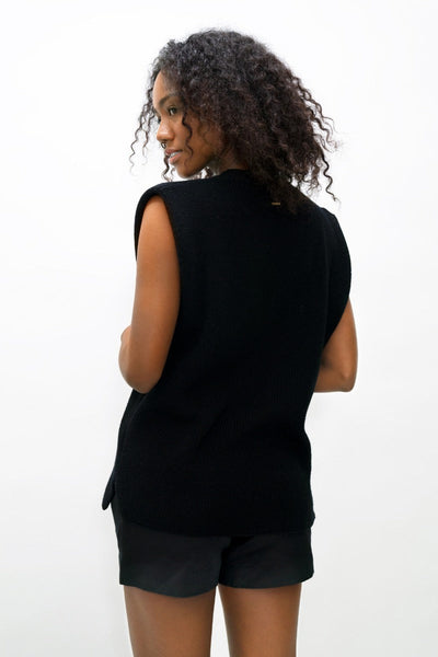 Napoli NAP - High Neck Knitted Top - Licorice
